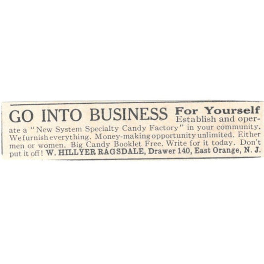 Go Into Business W. Hillyer Ragsdale East Orange NJ 1924 Magazine Ad AF7-SS4