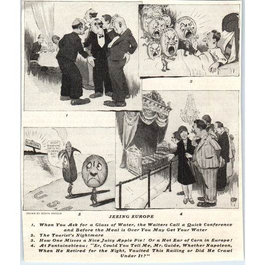 Seeing Europe Political Satire Edwin Marcus 1928 Original Cartoon AE5-SSE