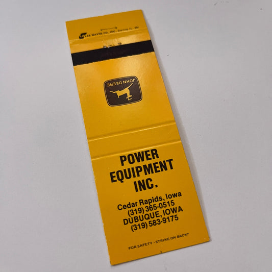 John Deere Power Equipment Inc Cedar Rapids Dubuque IA Matchbook Cover TB6-MB2-1
