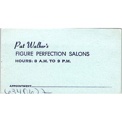 Figure Perfection Salons Pat Walker's Houston TX Vintage Business Card SB4-B8