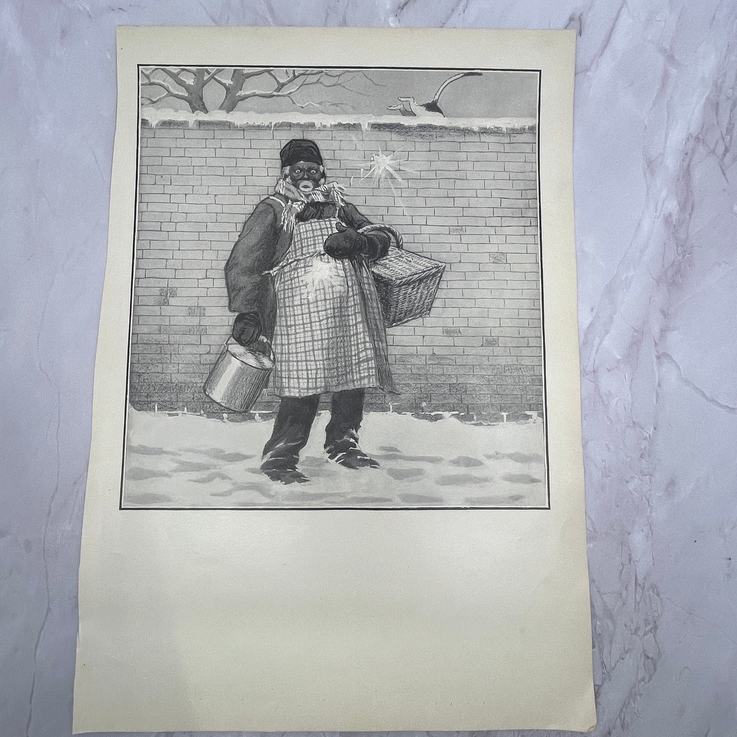 Older Black Man Snowball Attack  - Original 1904 A.B. Frost Art Print V14-3