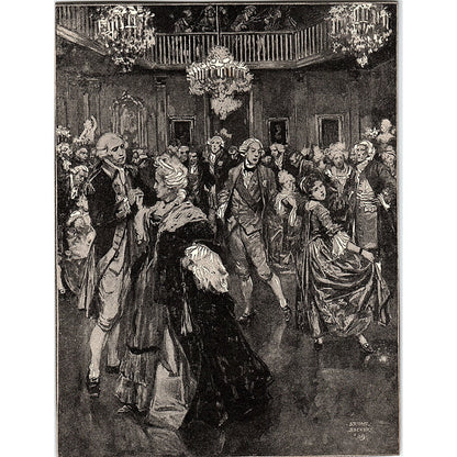 1909 Colonial Ball Illustration by Arthur Becher Vintage Art Print 5x7" V17