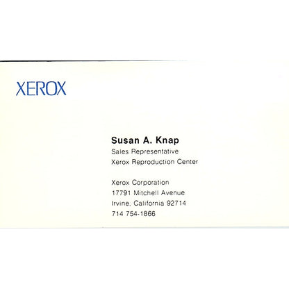 Xerox Reproduction Center Susan A. Knap Irvine CA Vintage Business Card SB4-B10