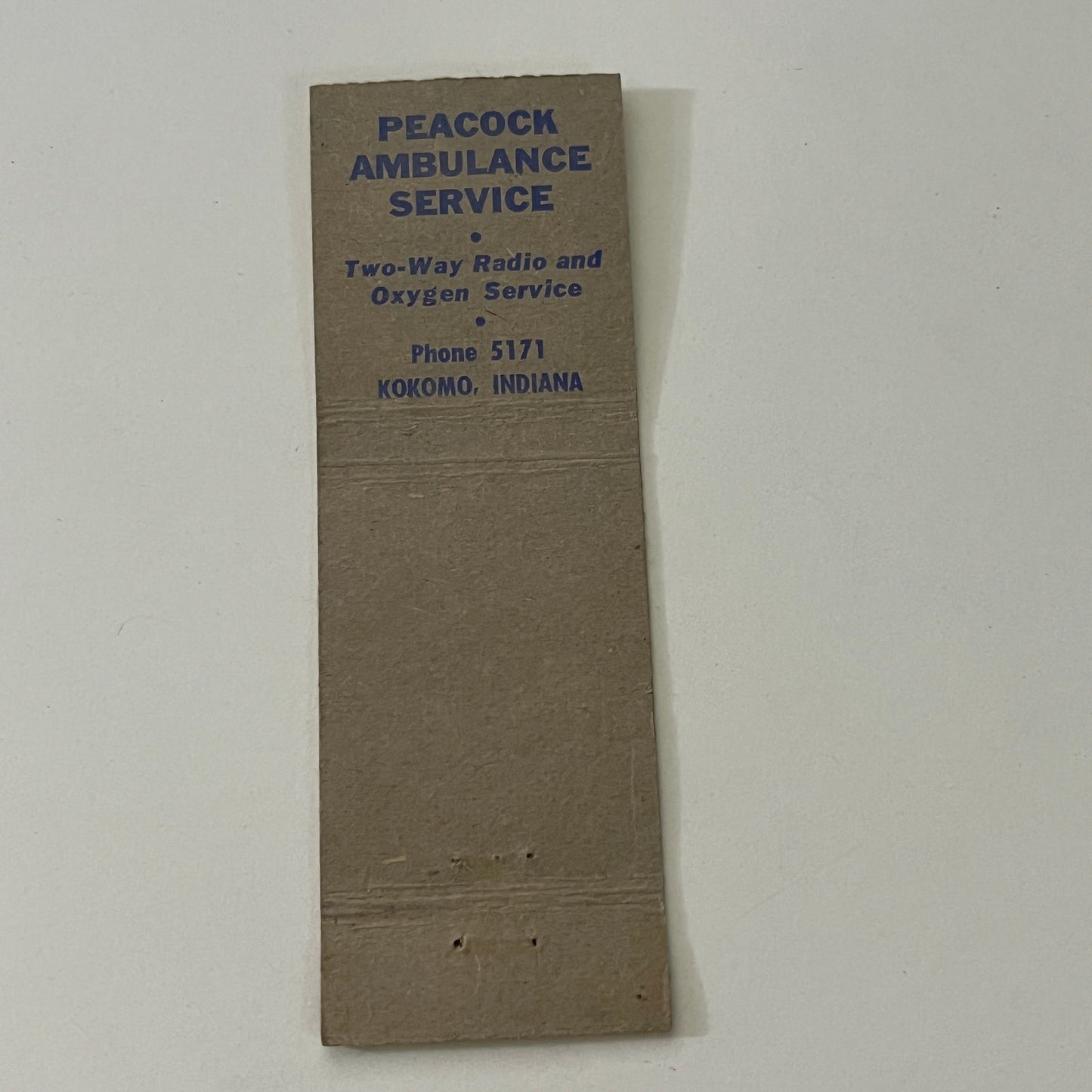 Peacock Ambulance Service Kokomo IN It's a Girl Vintage Matchbook Cover MB8-6