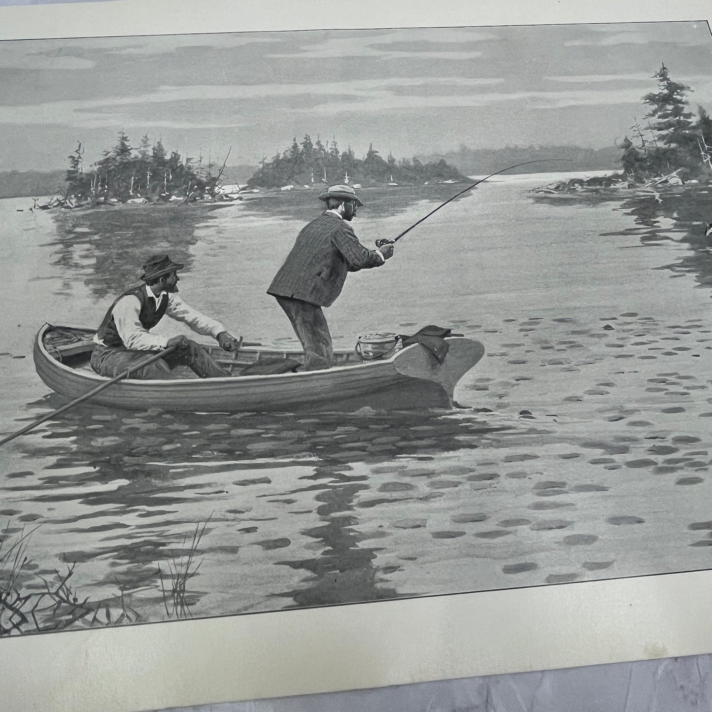 Muskallonge Fishing - Original 1904 A.B. Frost Art Print V14-3