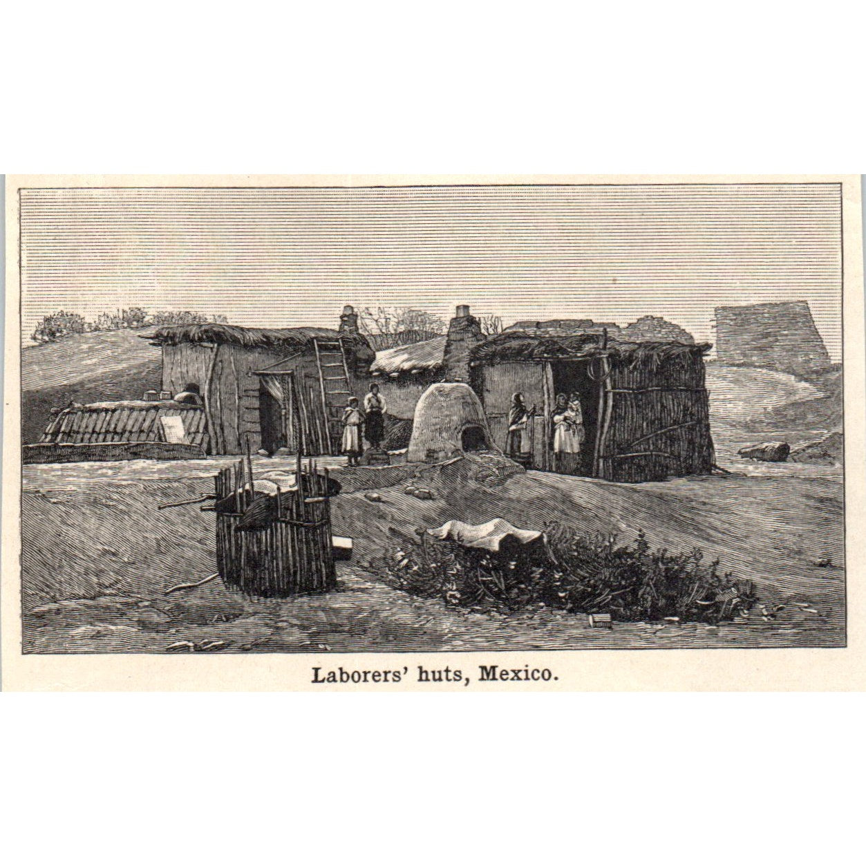 Laborers' Huts in Mexico 1901 Engraving AF2-O2