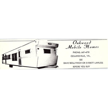 Oakwood Mobile Homes Dave Dollyhigh Everett Lawless Collinsville 1960s Ad AG2-5