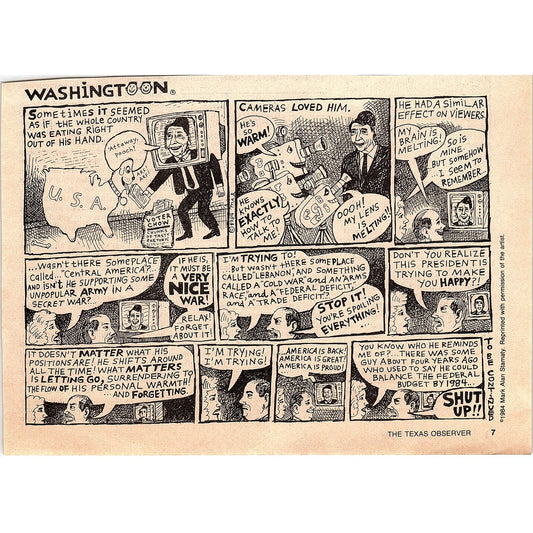 Ronald Reagan Political Cartoon Mark Alan Stamaty 1984 Ad AF6-7