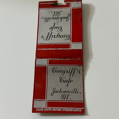 Cosgriff's Cafe Jacksonville IL Vintage Matchbook TB6-MB2-11