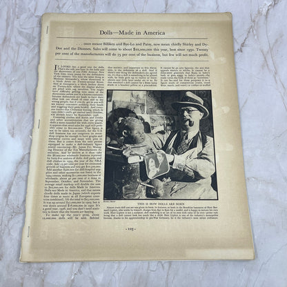 1936 Fortune Magazine Story - Dolls - Made in America How Dolls are Made FL6-7