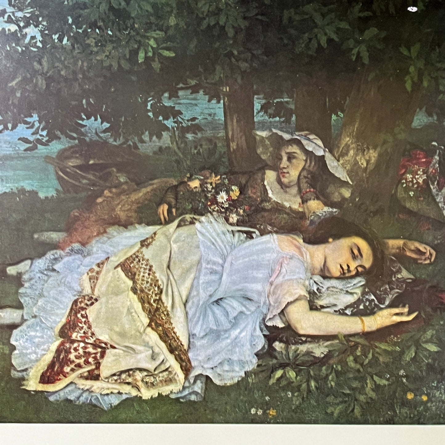 Vtg Courbet - Two Girls on the Banks of the Seine Lithograph Art Print 9x12 V4