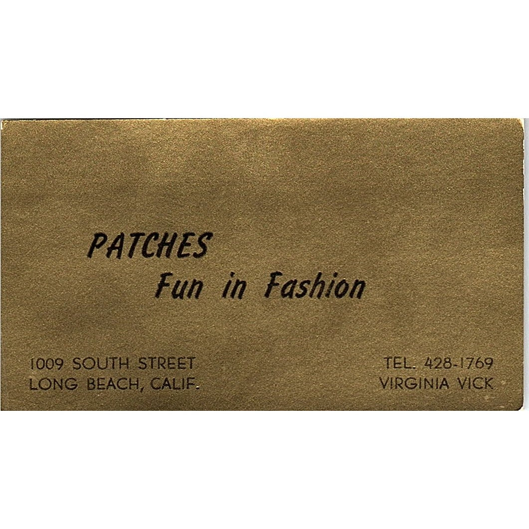 Patches Fun in Fashion Virginia Vick Long Beach Vintage Business Card SE5-B4