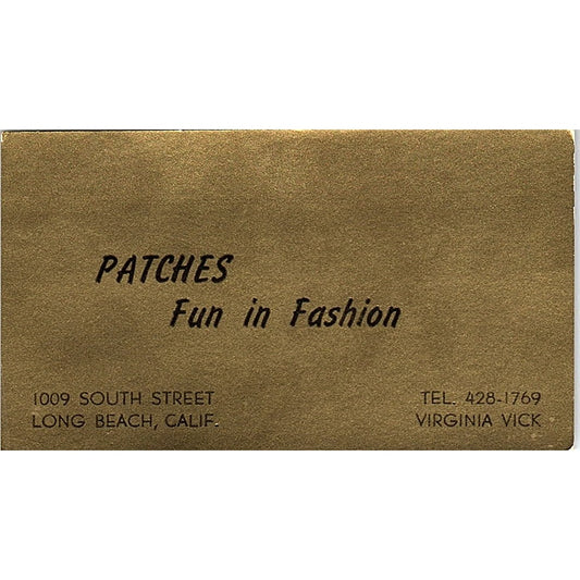 Patches Fun in Fashion Virginia Vick Long Beach Vintage Business Card SE5-B4