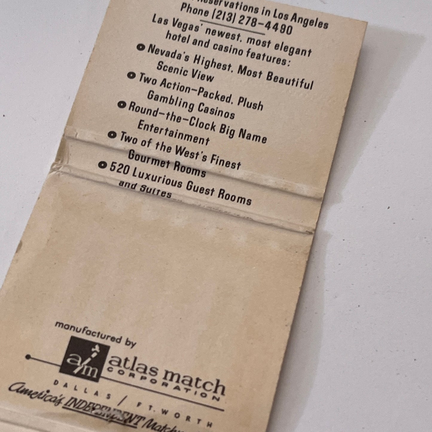 Landmark Hotel & Casino Las Vegas NV Vintage Matchbook Cover TB6-MB1-9