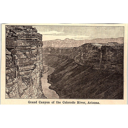 Grand Canyon of the Colorado River Arizona 3x4" 1901 Engraving AF6-M10