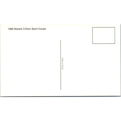 1980 Buick Skylark 2-Door Sport Coupe Silver Vintage Postcard PC11