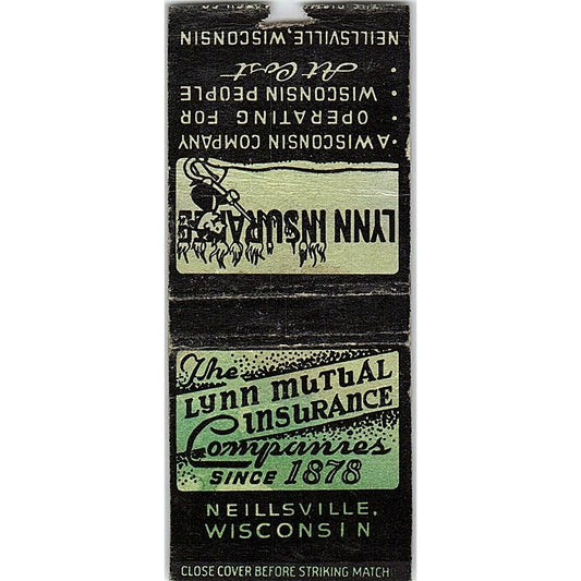 Lynn Mutual Ins Companies Neillsville WI Vintage Matchbook Cover SC7-Y7