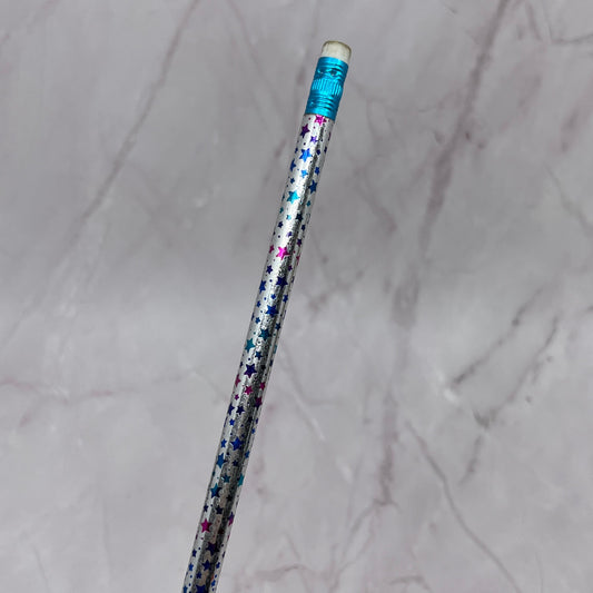 1990s Pink & Turquoise Metallic Star Unused Vintage Pencil TC5-PP1