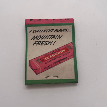 Teaberry - Clark's Teaberry Chewing Gum Vintage Matchbook Cover TB8-MB-2