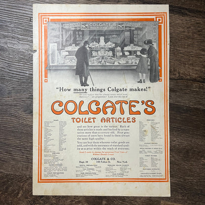 Colgate's Toilet Articles Ribbon Dental Cream Vintage Magazine Ad 11x14 V9