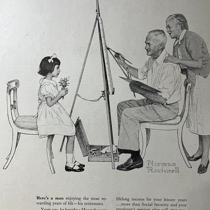 Man Painting Granddaughter Norman Rockwell MA Mutual Life Magazine Ad 10x14 V7