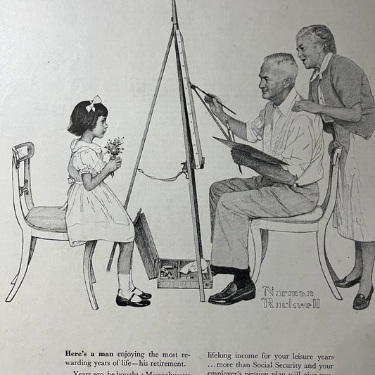 Man Painting Granddaughter Norman Rockwell MA Mutual Life Magazine Ad 10x14 V7