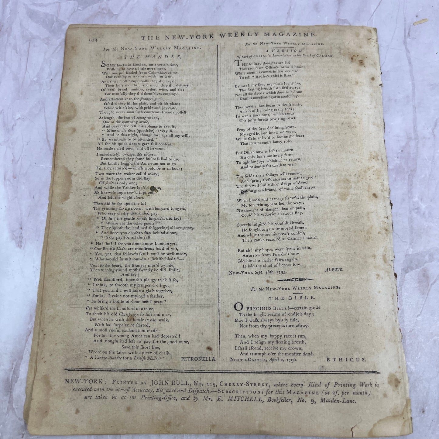 1795 Sep 23 - New York Weekly Magazine - History of Donna Elvira De Suarez D22