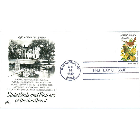 South Carolina 1982 State Birds & Flowers of Southeast First Day Issue TJ5-PC3
