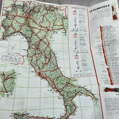 Vintage Italhotels Roads of Italy Fold Out Map and Hotel Guide TI9-P1