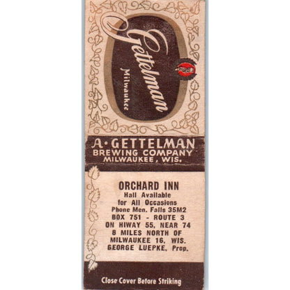 Orchard Inn George Luepke Milwaukee WI Vintage Matchbook Cover SD2-Y4
