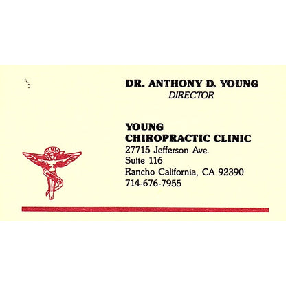 Dr Anthony D Young Chiropractic Rancho CA Vintage Business Card SC9-B11