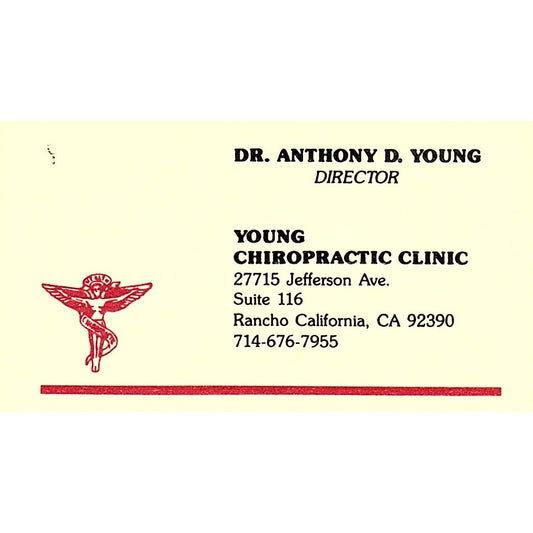 Dr Anthony D Young Chiropractic Rancho CA Vintage Business Card SC9-B11