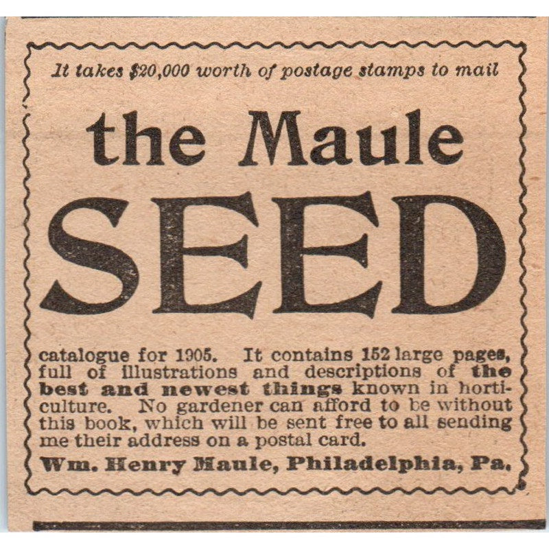 Wm. Henry Maule Seed Philadelphia PA 1905 Magazine Ad AF1-NH3