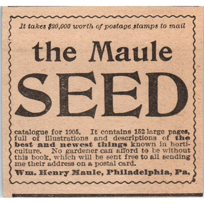Wm. Henry Maule Seed Philadelphia PA 1905 Magazine Ad AF1-NH3
