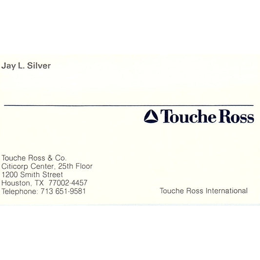 Jay L Silver Touche Ross & Co Houston Vintage Business Card SC9-B5