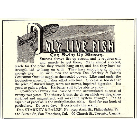 Drs. Starkey & Palen Compound Oxygen San Francisco CA 1892 Ad AG2-H5