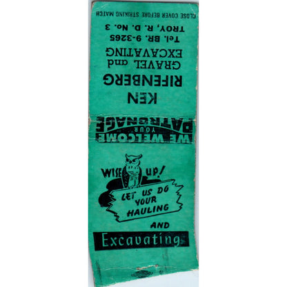 Ken Riffenberg Gravel and Excavating Troy, R.D. Vintage Matchbook Cover SD2-Y1
