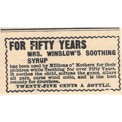 Mrs. Winslow's Soothing Syrup Quackery Milwaukee 1898 Newspaper Clip AF7-E12