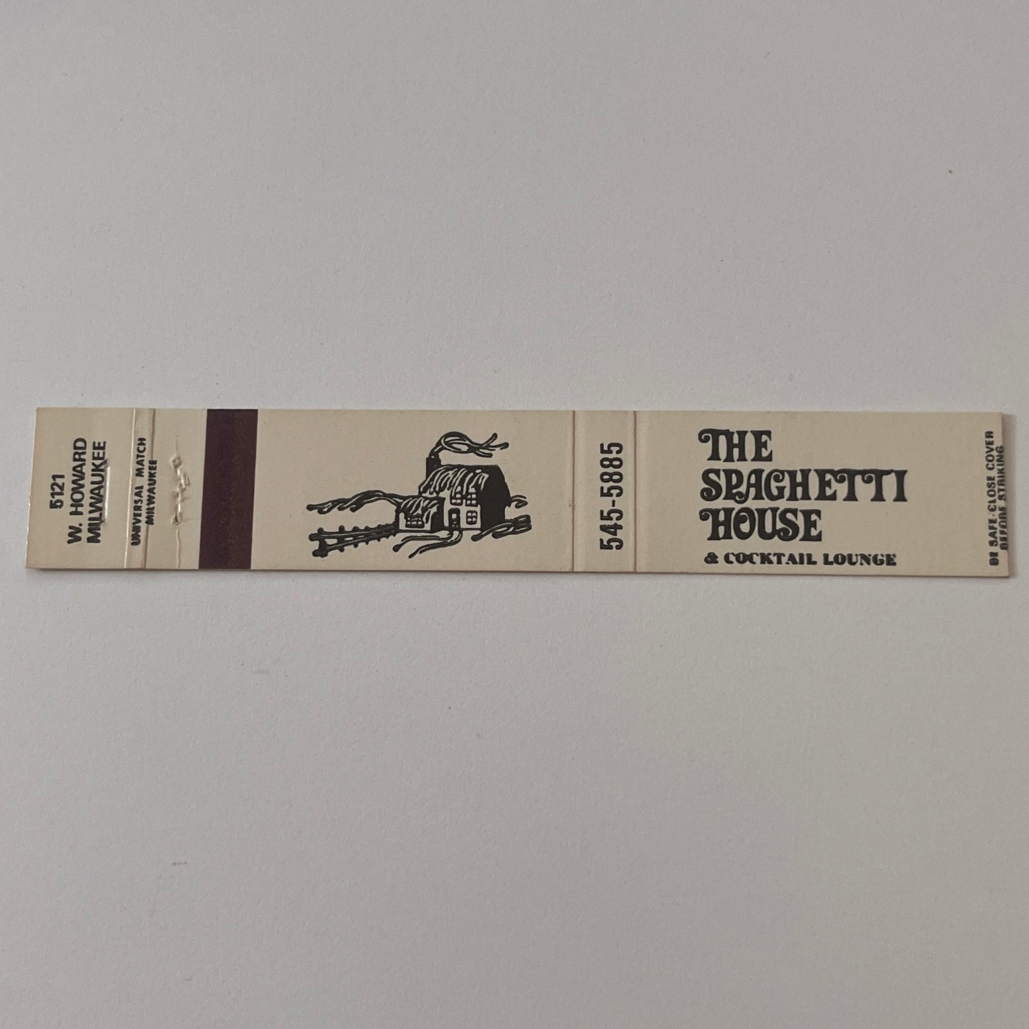 The Spaghetti House Milwaukee WI Vintage Matchbook TB6-MB2-9
