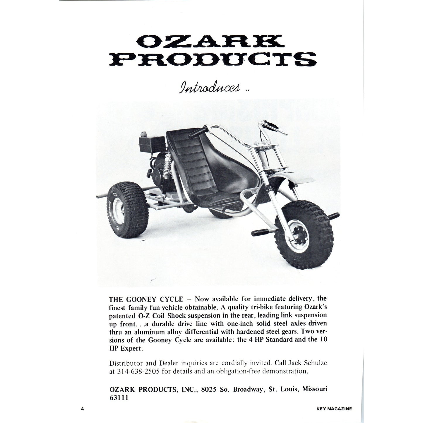 The Gooney Cycle Go-Kart Ozark Products St. Louis 1971 Magazine Ad AD8-H4
