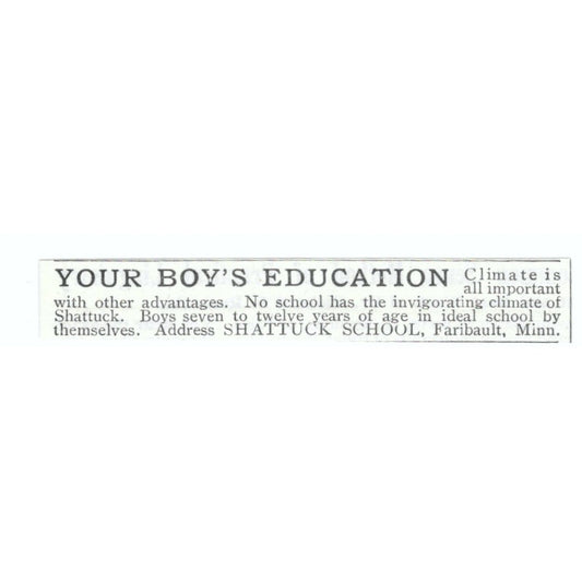 Shattuck School for Boys Faribault MN 1903 Magazine Ad AF7-SS2