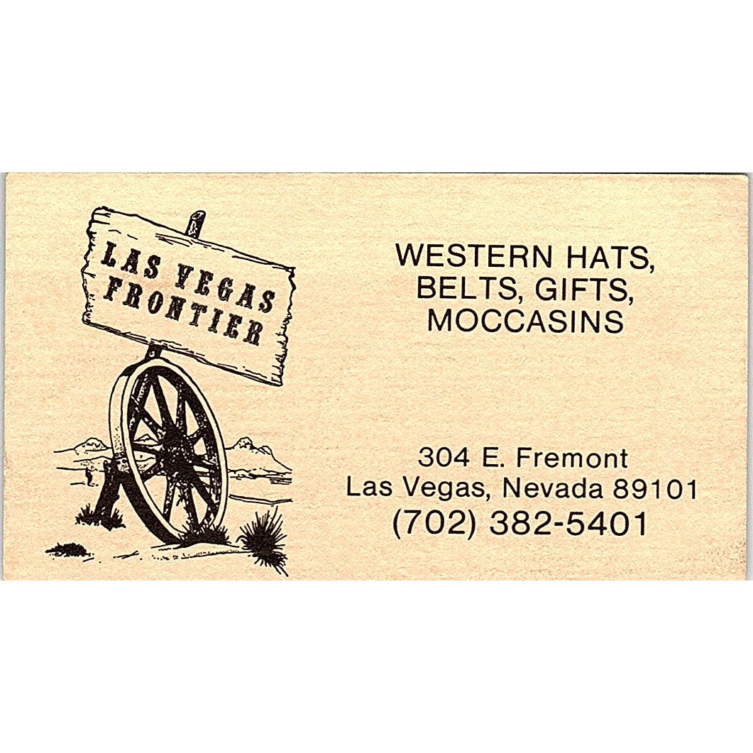 Las Vegas Frontier Western Hats Belts Gifts NV Vintage Business Card SD9-B9