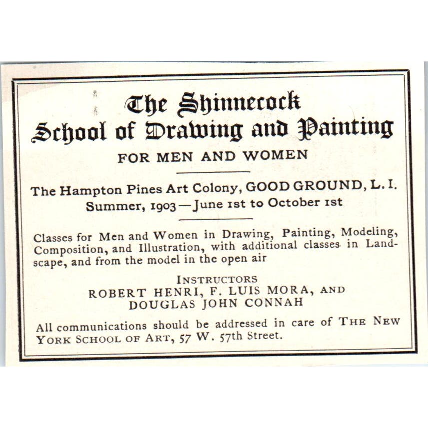 The Shinnecock School of Drawing Robert Henri F. Luis Mora c1905 Ad AE9-MA9