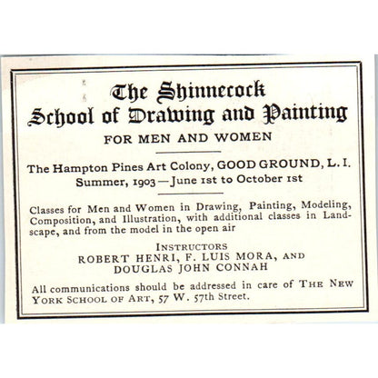 The Shinnecock School of Drawing Robert Henri F. Luis Mora c1905 Ad AE9-MA9