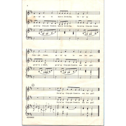 1981 SHeet Music Cripple Creek Fiddle Tune Emily Crocker D10
