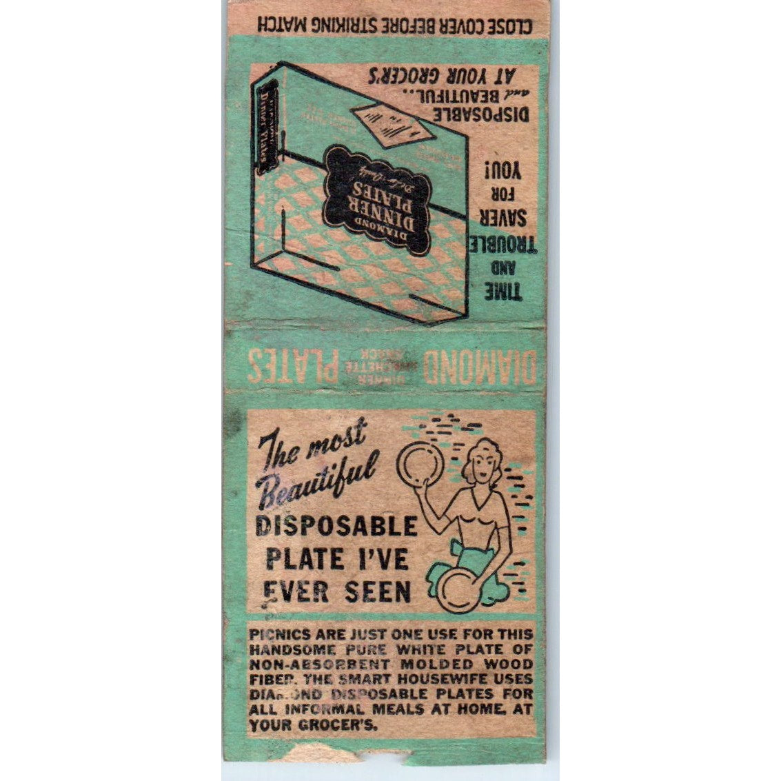 Diamond Disposable Dinner Plates Vintage Matchbook Cover SD4-Y2