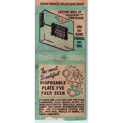 Diamond Disposable Dinner Plates Vintage Matchbook Cover SD4-Y2