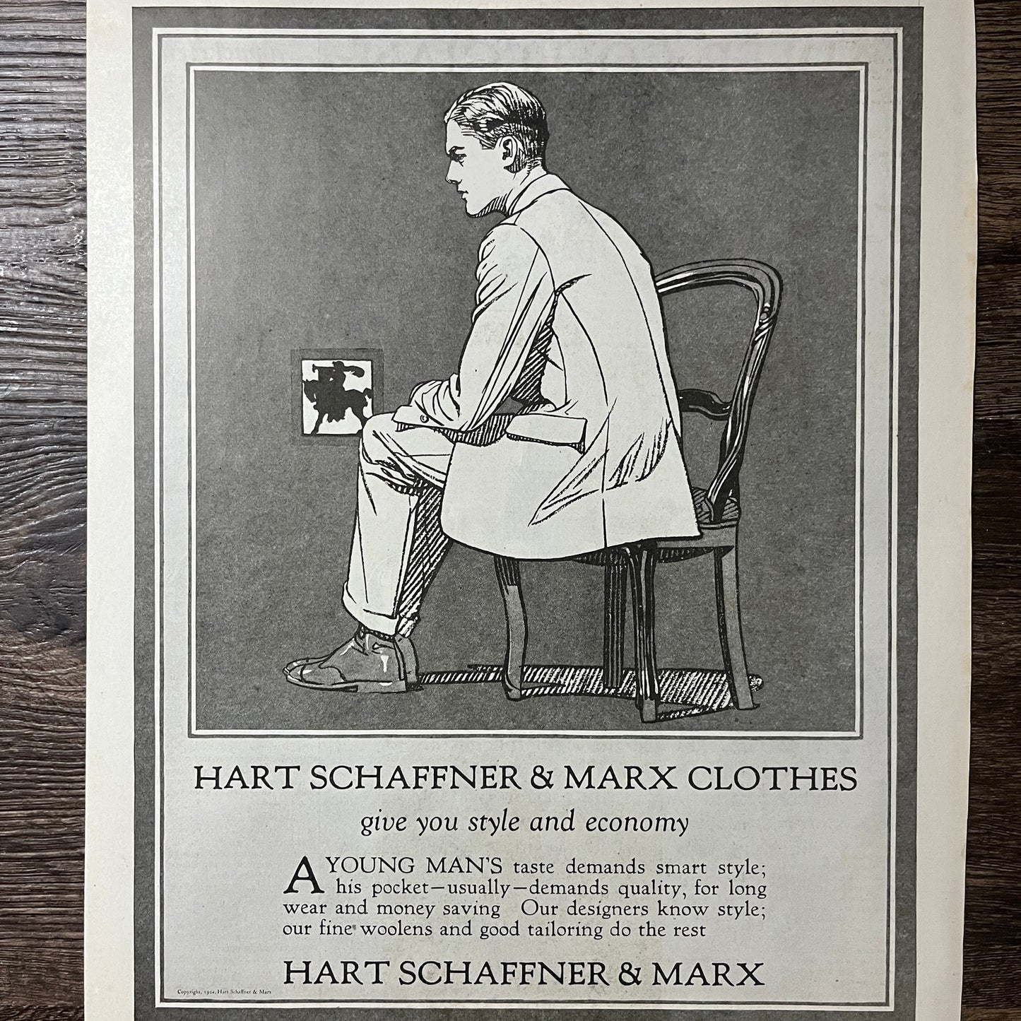 1924 Hart Schaffner & Marx Clothes Vintage Magazine Ad 11x14 V9