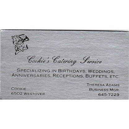 Cookie's Catering Service Theresa Adams Vintage Business Card SD9-B8
