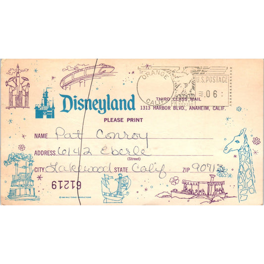 1960s Disney Disneyland Graduation Night Promotional Advertising Postcard AB9